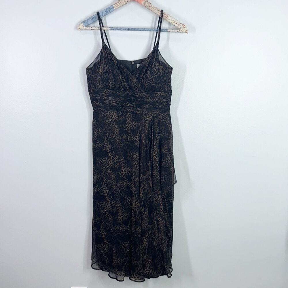 Rickie Freeman for Teri Jon chiffon animal print midi dress size 8